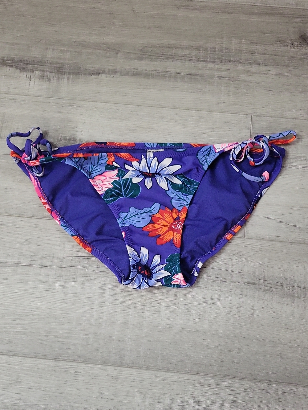 Old Navy Purple Floral Tie-Side Bikini Bottoms